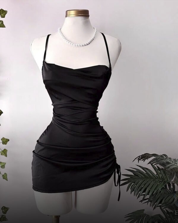 Vestido Fruncido Negro - Verde