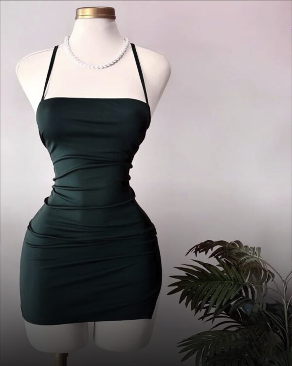 Vestido Fruncido Negro - Verde